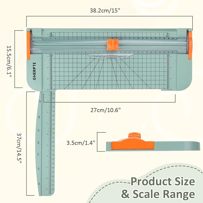 A4 Paper Cutter -12 Inch Paper Trimmer with 2pcs Replacement Blades with Safeguard Side Rulerfor Cut Gift Card,Coupon,Label, Cardstock,Photo