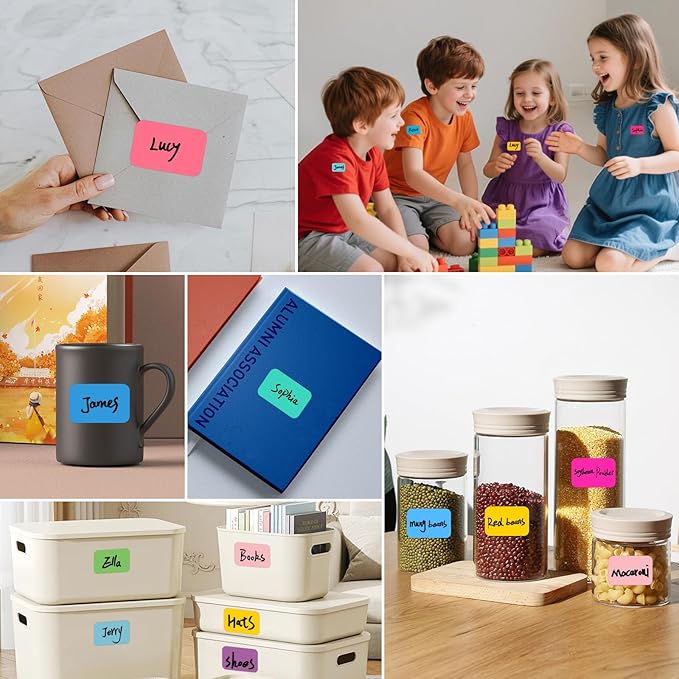 Name Tags,240 Pcs Name Tag Stickers for Classroom 2"x 3"Waterproof Name Labels for Locker&Water Bottles Adhesive Labels for Preschool,Classroom,Teacher,Party,& Home Decor (Multicolor)