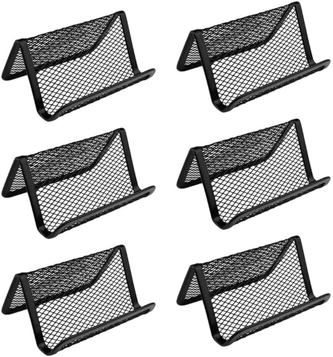 Chiyuehe Black Metal Mesh Business Card Holder Desk Business Card Organizer for Desk Office Name Card(Black, 6 Pack)