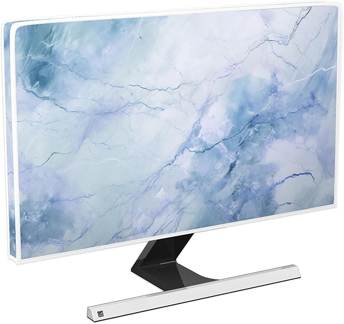 Baocicco Fashion Haze Blue Marble Screen TV Cover Cover 40, 41, 42，43 Inch Waterproof Full Body Covers for TV Display Screen Weatherproof Television Sleeve Compatible with Television LED LCD OLED TVs