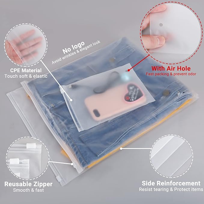 Svaldo Small Plastic Packaging Bags,100PCS 5x7 inch Frosted Zipper Storage Bags, Clear Reclosable Clear Ziplock Poly Bags with Vent Holes for Packaging Board Games, Cards, Phone Case, 3 Mil