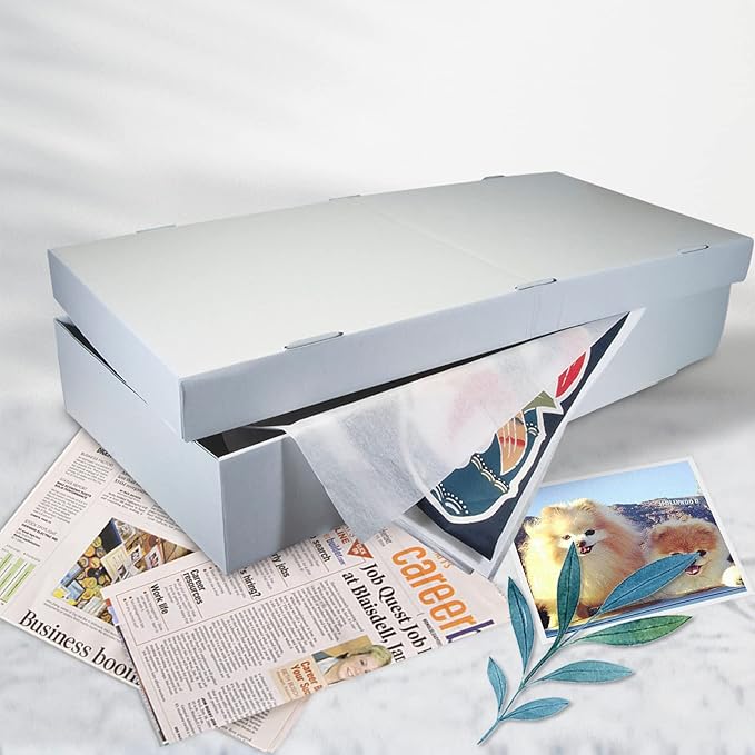 Lineco, Under Bed Storage Bins, Large Capacity Box with Lid, Archival Containers for Organizing Wedding Dress, Quilts, Gowns, Family Heirlooms, Forever Keepsake Garment, 40x18x6 Inch