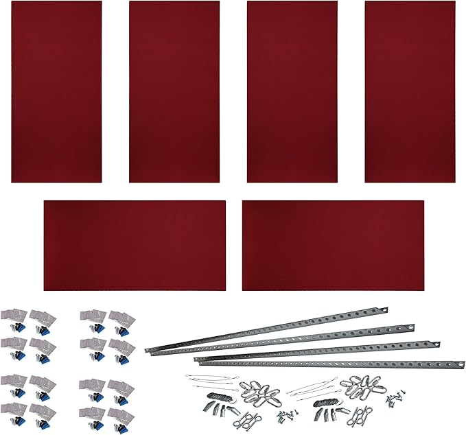ATS Acoustics Home Office Residential Acoustic Treatment Room Kit Sound Absorbing Acoustic Panel 6 Pack for 50-100 Sq Ft (Claret)