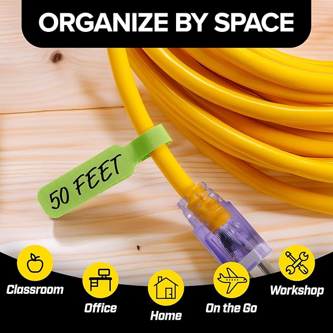 Cable Labels - Wrap-It Storage - Large, Multi-Color (30-Pack) - Colorful Labels for Basement and Office Organizing
