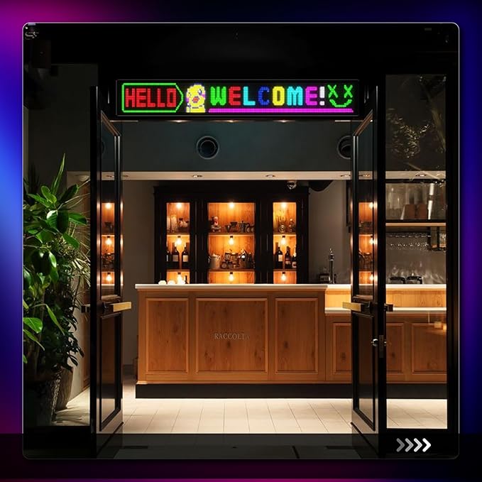 Large Programmable LED Sign, P5 Resolution Indoor Store LED Sign, Bluetooth APP, for Business Retail Shop Window Display (43"x 6")