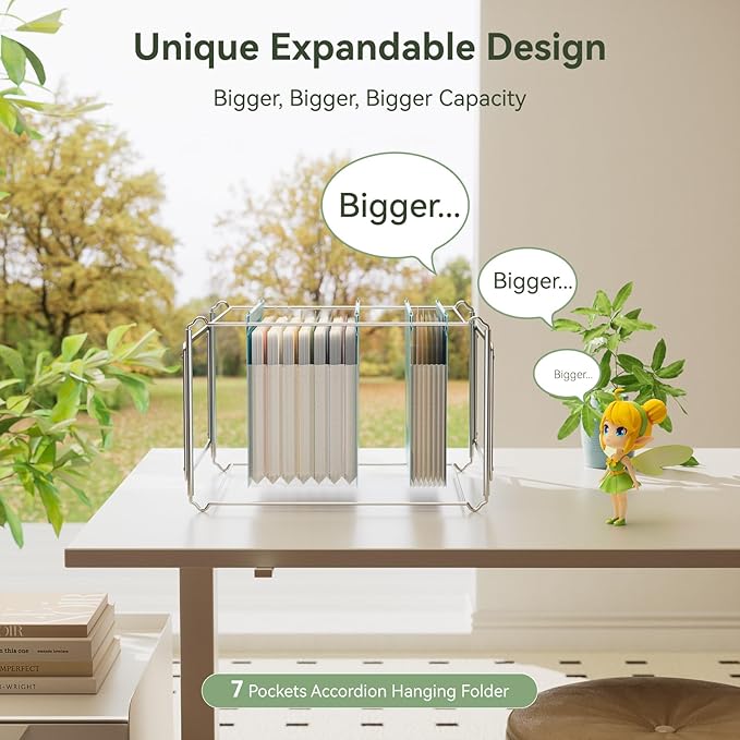 EcoStash Wheat Straw Expanding Hanging File Folders, File Organizer, 1.2" Accordion Pockets, Large Capacity, Letter Size for Filing Cabinet, 100% BPA Free, Return to Nature, Healthy Living-Pink