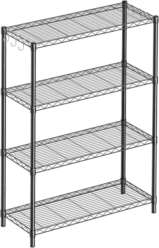 Guan River 4-Shelf Adjustable Metal Shelf Wire Shelving Unit Storage Rack Display Shelf for Office,Kitchen,Bedroom,Bathroom,Laundry,Pantry Basement,Garage(Black,36" L x 14" W x 54" H)