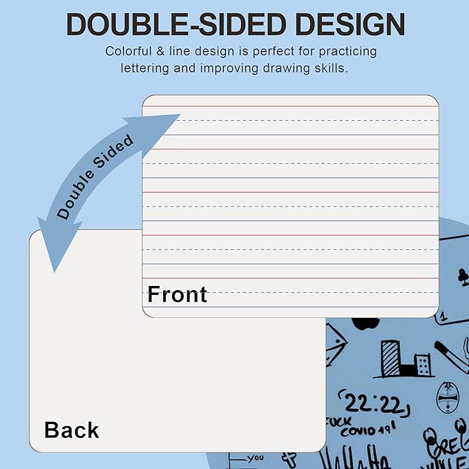 24 Pack Dry Erase Boards, 9"x12" Double Sided Easel Small Whiteboards with Lines for Kids, Students, Education Teacher Classroom, Mini Portable Learning White Boards with 24 Markers, 24 Erasers