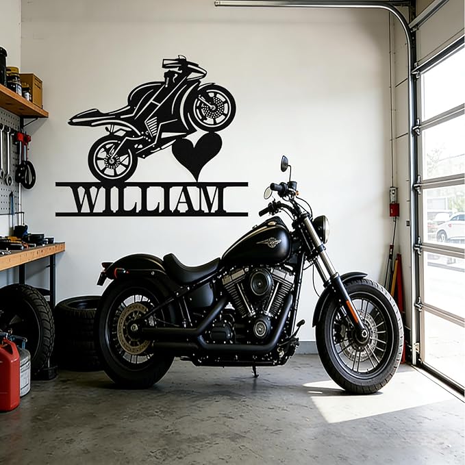 Custom Motorcycle Metal Signs Personalized Dirt Biker Name Sign Custom Garage Decor Motorbikes Wall Art Decor Motorcycle Sign Men Room Decorate Gifts for Men Husband Rider