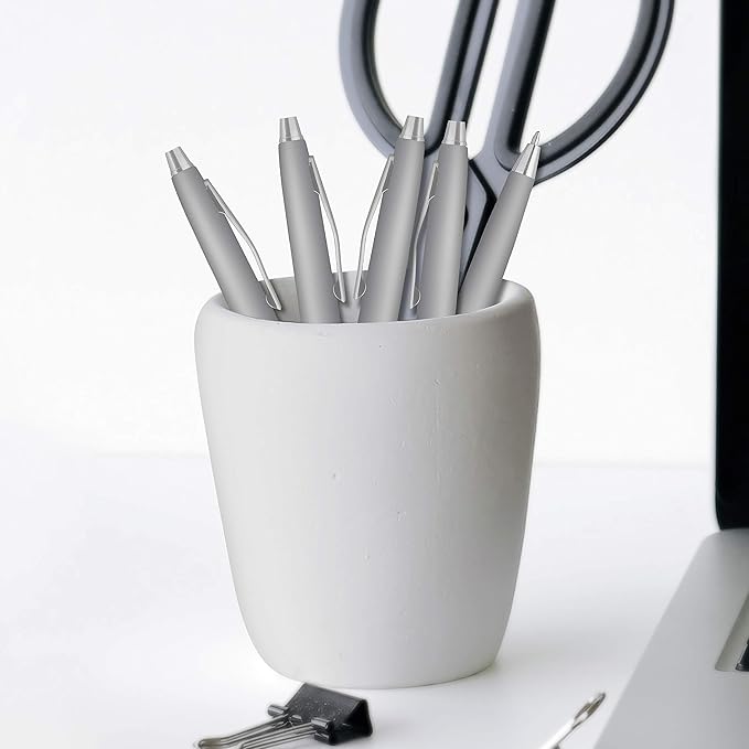 DISCOUNT PROMOS Langham Ballpoint Pens Set of 10, Bulk Pack - Black Ink, Great for Office, School, Business, Tradeshows - Silver
