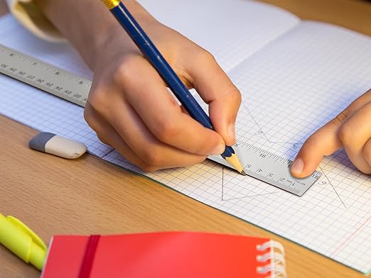 Metal Ruler with Cork Backing, 12+18 Inch Stainless Steel Rulers 12 Inch 18 inch Metal Ruler - Imperial and Metric - Non-Slip Prevent Ink Leakage - for School Office Engineering Tools