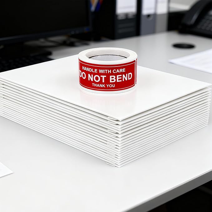Neehows 100 Pack 5x6.9" Rigid Mailers Cardboard Envelopes, 400GSM Photo Mailers Shipping Envelope with "DO NOT BEND" Labels, Small Stay Flat Self Seal Document Envelope for Trading Cards- White