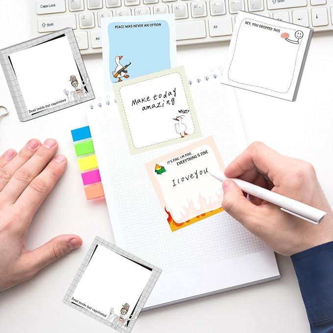 Lovarywow Funny Sticky Notes Gifts - 9 Pack Funny Sticky Notes 3x3 Inch Office Gifts for Coworkers Everything is Fine Post Memo Pads Work Gag Self-Stick Notepads Office Study Supplies 450 Sheets