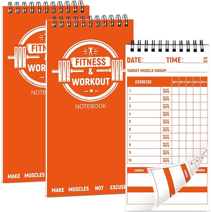 gisgfim 3 Pcs Fitness Journal for Men Women Workout Lifting Log Book Planner 4x8 Inch 70 Sheet/Pad Workout Notebook to Track Weight Loss Exercise Training Notebook Planner for Bodybuilding Gym