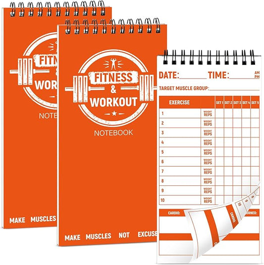 gisgfim 3 Pcs Fitness Journal for Men Women Workout Lifting Log Book Planner 4x8 Inch 70 Sheet/Pad Workout Notebook to Track Weight Loss Exercise Training Notebook Planner for Bodybuilding Gym