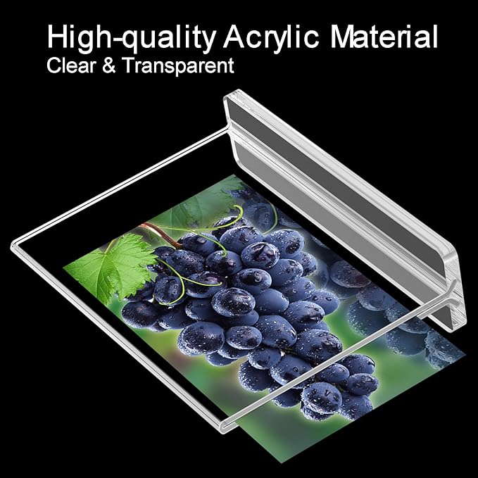 BlueValley Clear Acrylic Sign Holder 7x5 Inch - 12 Pack Double Sided Lucite Plastic Paper Display Stand for Brochure, Tabletop Sign, Document Picture Frame For Office Retail Catering Menu Show Fair Vendor Events