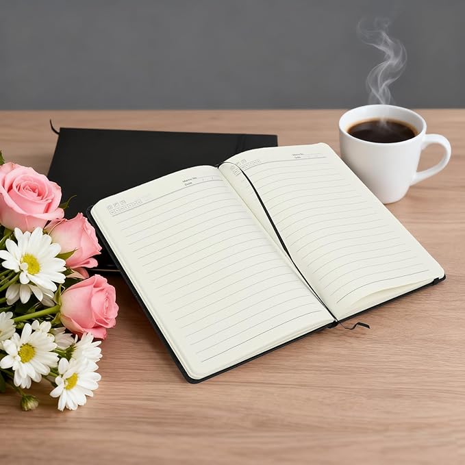 PEDOBALI 35 Pcs Lined Journal Notebooks with Elastic Band, 5.5 x 8.3 Inch Black Executive Notebooks Bulk, Pu Leather A5 Hardcover Notepad for Business Office School