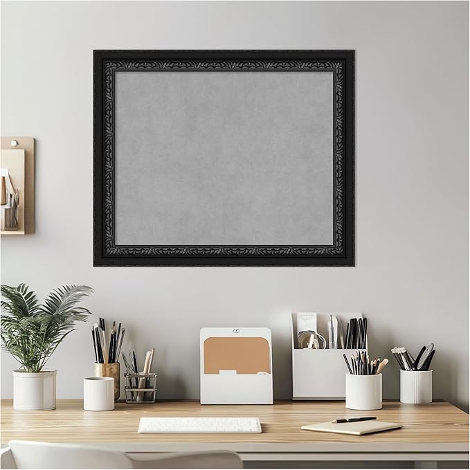 Amanti Art Black Framed Magnetic Board 20x24 Small Vision Board for use with Magnets, 100% Metal Sheet to Display Items as Office Decor or for Home Organization in mudroom, Kitchen or Kids Room