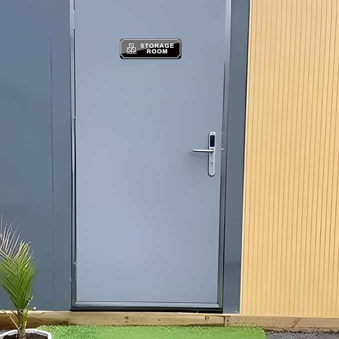 Storage Room Door Sign for Business, Self-Adhesive Durable Modern Storage Room Sticker, UV and Weather Resistant Authorized Personnel Only Signs for Home, Business, Restaurants, Private Area