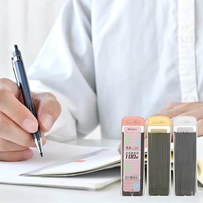 PATIKIL 600Pcs HB Mechanical Pencil Lead, 0.5mm Black Lead Refill Break Resistant Pencil Refills for Writing Office Supplies, White/Yellow/Pink