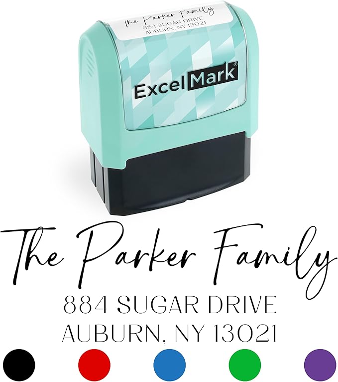 ExcelMark Address Stamp - Custom Return Address Stamp with Elegant Designs, Vibrant Colors & Patterns – Perfect for Mail, Invitations & Gifts (Seafoam Mount, Santa Catalina)