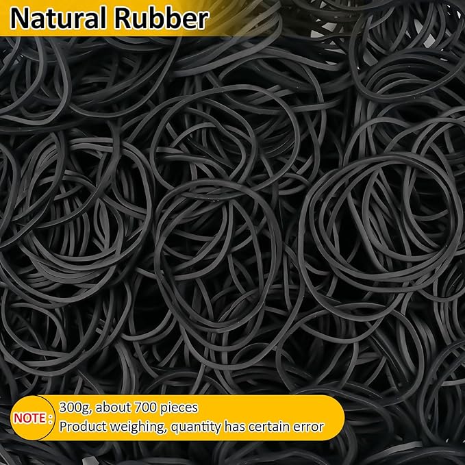 MOWPOG 700 Pcs Rubber Bands, Size #16 Reusable Elastic Rubber Band for Office Supplies File Folders, Home Packaging, Crafts DIY Bundling, Multipurpose (Black)