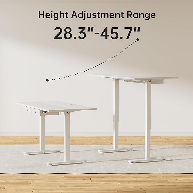 Agilestic Standing Desk with 2 Drawers, Adjustable Height Electric Desk with Storage, 55 x 24 Inches Sit Stand Up Computer Table, White