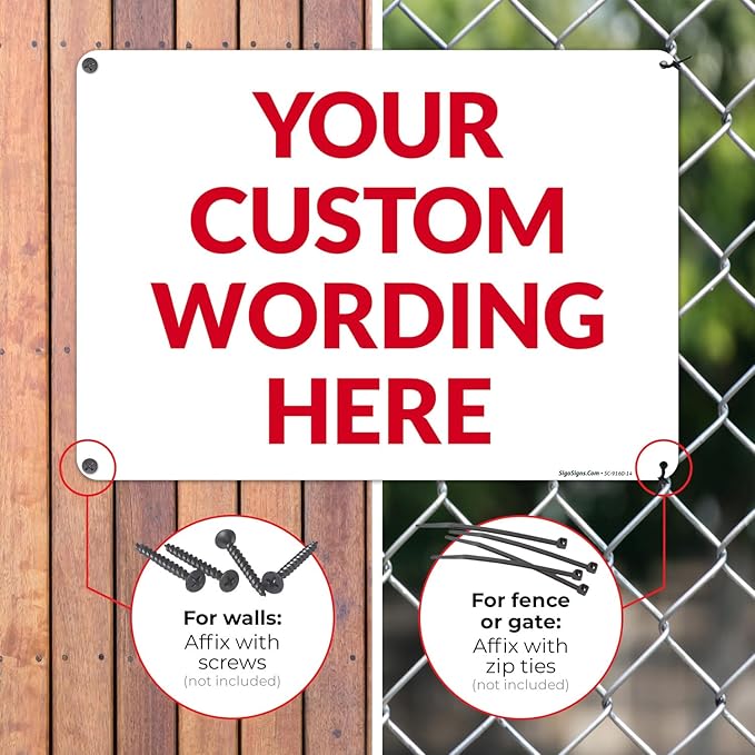 Custom Sign, Personalized Metal Signs, Customize for Office, Business, Workplace, Office, Home, Delivery Signs 10x14 Inches, Rust Free .040 Aluminum, Fade Resistant, Made in USA by Sigo Signs