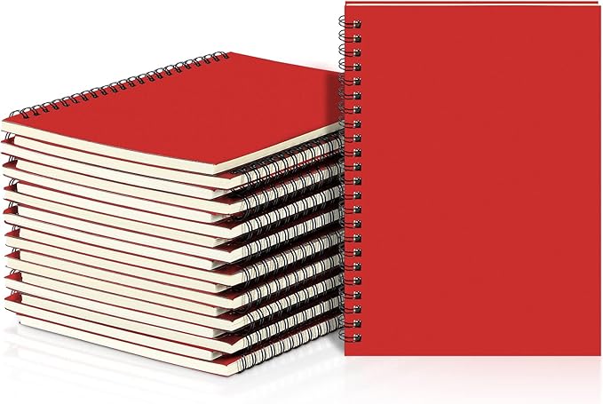 Yahenda 18 Pcs Spiral Notebook Bulk A5 Journal Lined 8.3'' x 5.5'' Writing Composition Paper Small Notepad Subject Notebook for Students Office Business Back to School Supplies (Red)