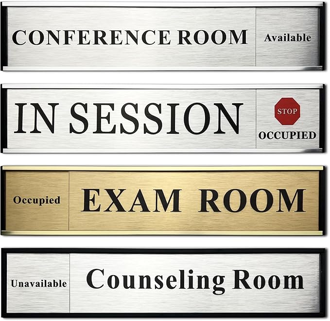 SINKAA Custom Slider Sign for Door and Wall - 2 X 10 inch Custom Slider Sign for Home, Office, Hotels, Hospital, Conference Room, Slider Door sign with Aluminum Holder