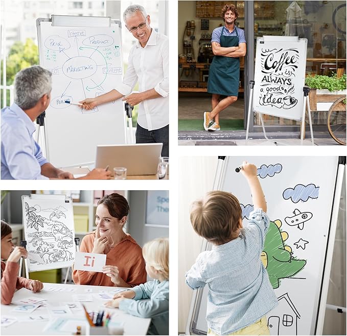 Stand White Board - 36 x 24 Inch Double Sided Magnetic Dry Erase Board with Stand Height Adjustable, 3' x 2' Flip Chart Easel Stand Portable(White)
