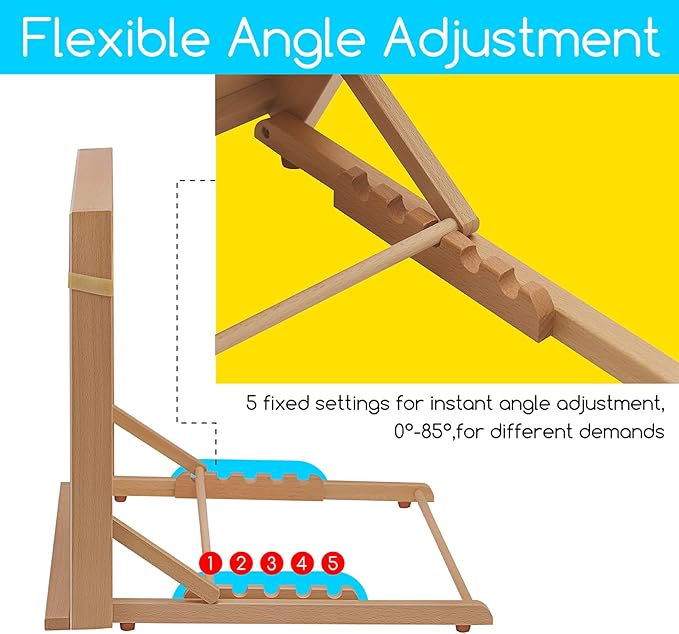 MEEDEN A3 Wooden Tabletop Easel for Painting, 5-Position Adjustable Drawing & Sketching Board with Shoulder Strap, Portable Beechwood Desktop Art Easel Stand for Adults, Artists, Beginners & Student