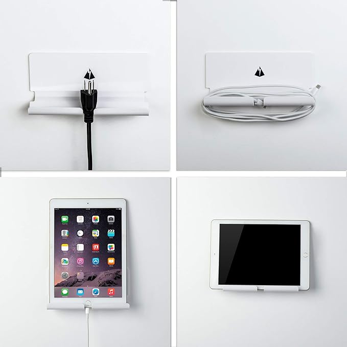 TXEsign Adhesive Wall Phone Tablet Holder Mount Stand for Tablet Smartphones eReader Wall Holder Mount Shelf (White)