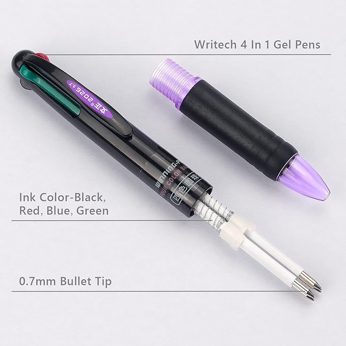 Bribobo 8 Pack Multicolor Ballpoint Pens 4-in-1 0.7mm Colored Retractable Ballpoint Gift Pens for Office School Supplies Students Gift