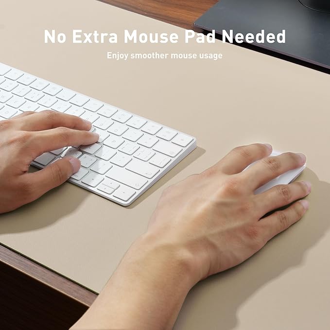 Aothia Non-Slip PU Leather Waterproof Laptop Desk Pad Protector, Blotter Mat, Writing and Mouse Pad for Office & Home, Beige, 23.6" x 13.7"