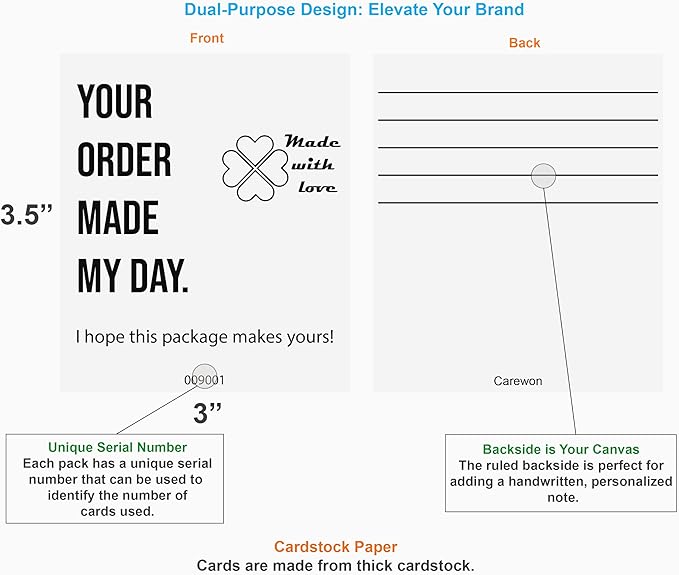 200 Thank You Cards for Small Business, 3.5" x 3” – Essential Order Inserts, Customer Appreciation & Thank You Notes