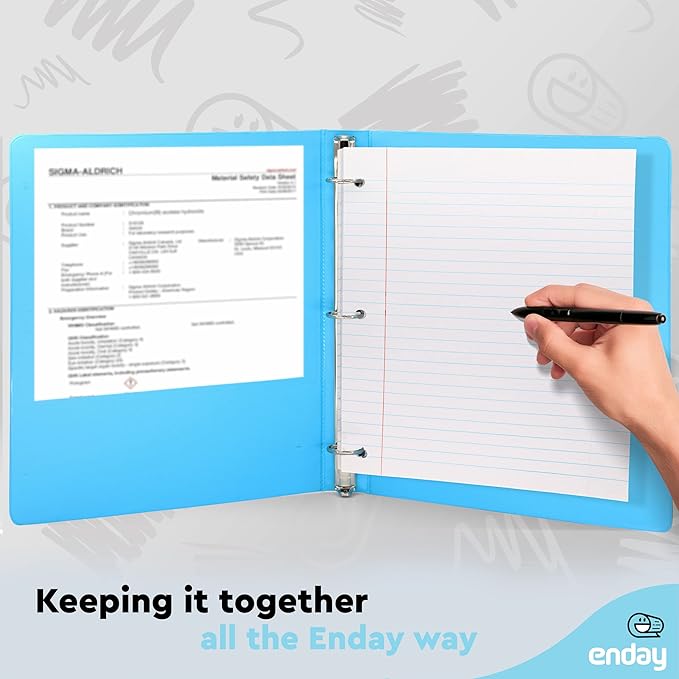 1 Inch 3 Ring Binder 1” Binder Clear View Cover with 2 Inside Pockets, Colored School Supplies Office and Home Binders Assorted Colors May Vary (4 Pack) – by Enday