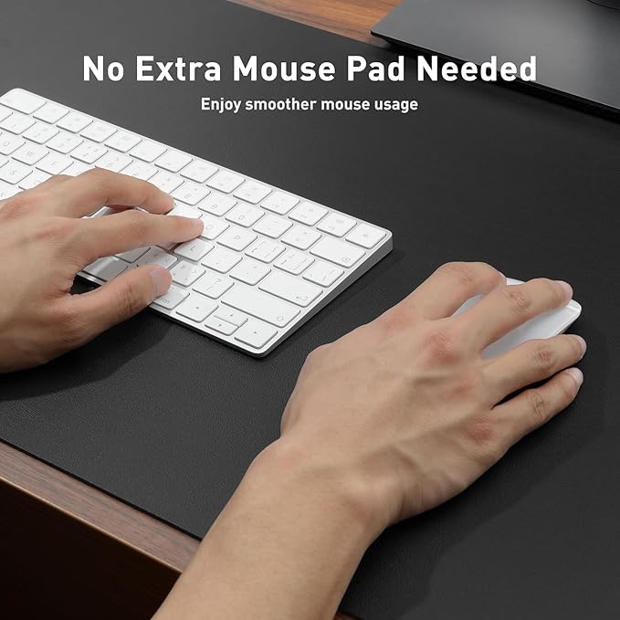 Aothia Leather Office Desk Pad Protector, Non-Slip PU Leather Desk Blotter, Waterproof Laptop Writing Mouse Pad for Office and Home, Black, 31.5" x 15.7"