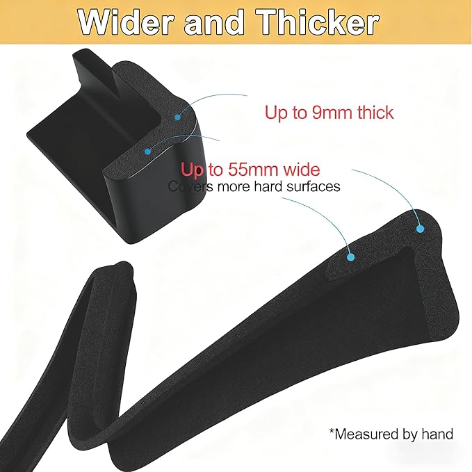 Baby Proof Corners and Edges Protector 10ft Edge+4 Corner Guard, Fireplace Baby Proofing Bumper, Heavy-Duty Soft NBR Foam Edge Corner Protector for Furniture Table, Childsafe/Pre-Taped Black