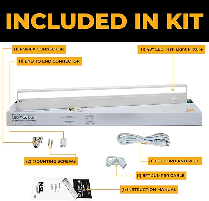 LED Under Cabinet Lighting Hardwired - 3CCT 40 Inch White Finish - Undercabinet Lights for Kitchen - Linkable Undercounter Dimmable Plug in Light or Hard Wired - Under Counter Fixture Direct Wire