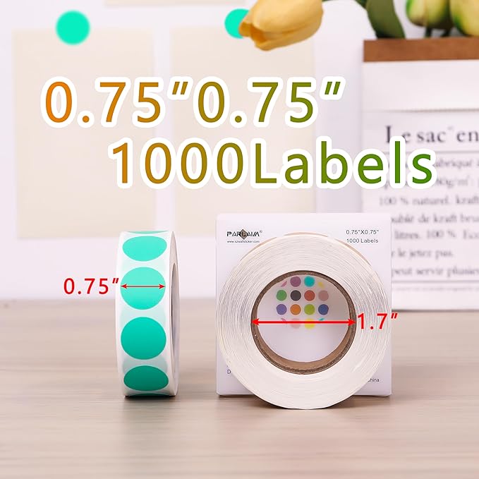PARLAIM 3/4 Inch Roll Color Coding Labels,1000 per Roll Round Permanent Adhesive Color Coding Circle Dot Stickers for Office Home (Aqua)