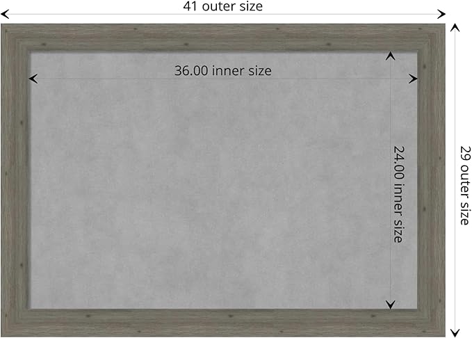 Amanti Art Grey Framed Magnetic Board 29x41 Large Vision Board for use with Magnets, 100% Metal Sheet to Display Items as Office Decor or for Home Organization in mudroom, Kitchen or Kids Room