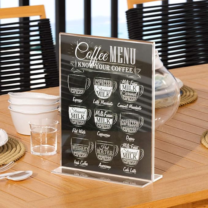 NIUBEE 3 Pack Acrylic Sign Holder 8.5 x 11 - T Shape Double Sided Table Top Display Stand, Portrait Upright Photo Picture Frame Wedding Menu Ad Holder