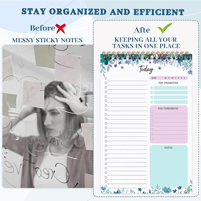 Thboxes 60 Pages To Do List Notepad, 6.7” X 9.8” To Do List Notebook Tear Off for Work Woman & Man Task Planner Notebook for Office School Task Checklist Pad Blue