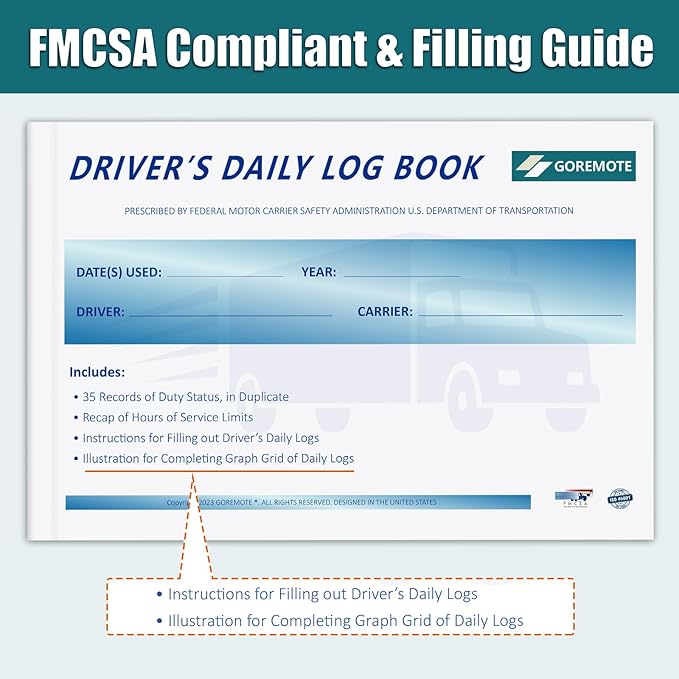 Daily Log Books for Truck Drivers with 7 & 8 Day Recap, 1 Pack 35 Sets of Forms, 2-Ply Carbonless, 8.5" x 5.5" Paper Logs for Truckers, Meet FMCSA Requirements