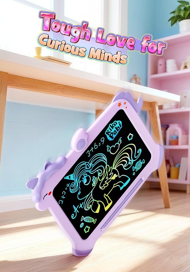 Kikapabi LCD Writing Tablet for Kids, Unicorn Toys Gifts for 3 4 5 6 7 Year Old Girls, Colorful Drawing Doodle Board, Toddler Educational Travel Toys Christmas Birthday Purple