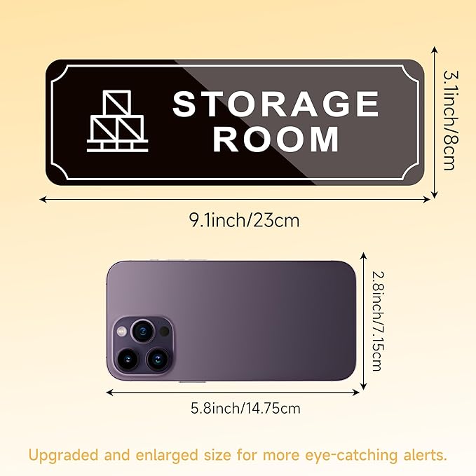 Storage Room Door Sign for Business, Self-Adhesive Durable Modern Storage Room Sticker, UV and Weather Resistant Authorized Personnel Only Signs for Home, Business, Restaurants, Private Area