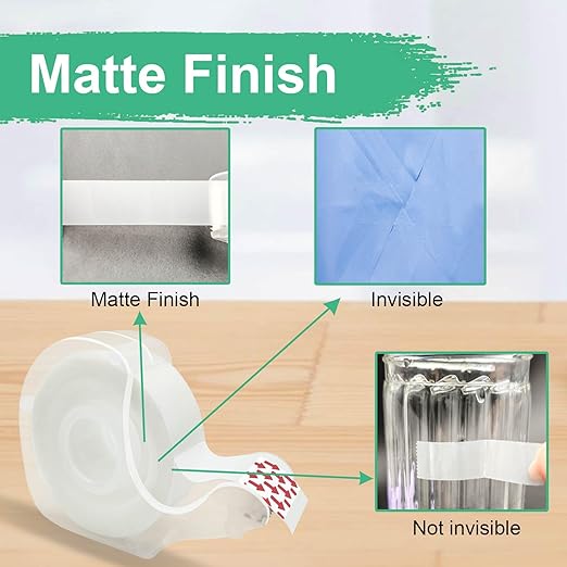 Bulk Tape clear, Invisible Tape, Matte Finish, Writable, 3/4 in x 650 in, 60 Rolls with Dispensers, Transparent Tape, Ideal for Christmas Wrapping Paper, Gift Wrap, School Supplies & Office Use