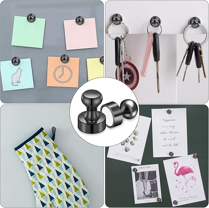 LOVIMAG Fridge Magnets 20Pcs Refrigerator Whiteboard Small Strong Magnet Classroom Kitchen Accessories Decorative Locker Set Decor Must Haves Office Calendar Refrigerador Magnetic Cute Crafts Black