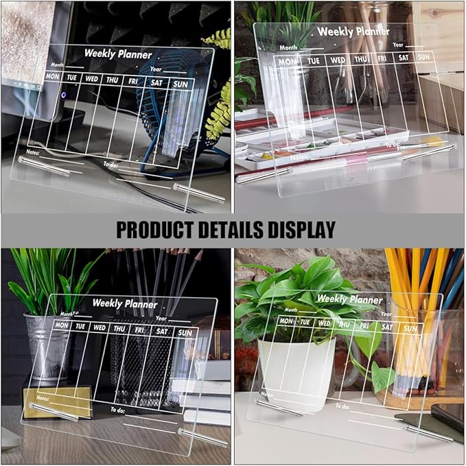 COHEALI Transparent Acrylic Memo Board Erasable Writing Message Board for Home and Office Lightweight Desktop Notice with Stable Design and Portable Use